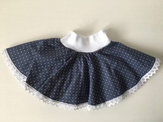 Jupe bébé bleu avec pois blanc