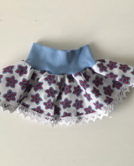 Jupe bébé à fleurs rouges et bleu