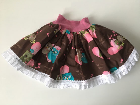 Jupe fille avec hiboux à coeur